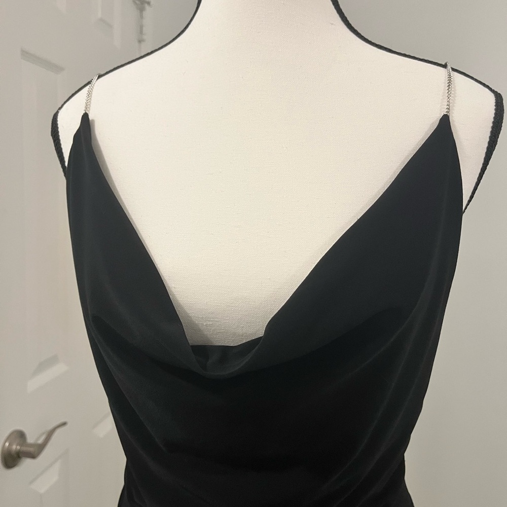 Morgan & Co. Black Backless Cowl Neck Dress